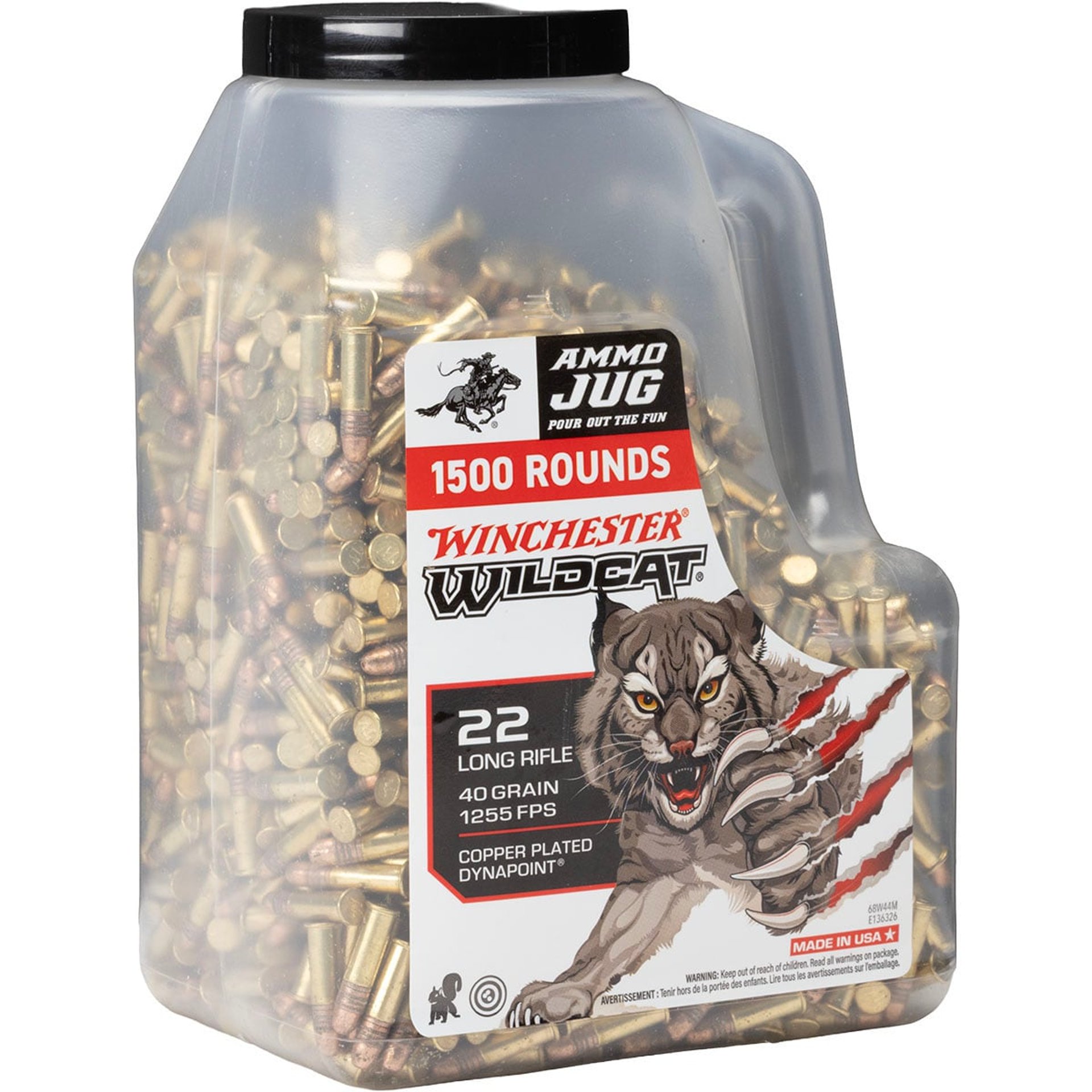 Wildcat 22 Long Rifle 40gr Dynapoint Copper Plated 1,500/Jug