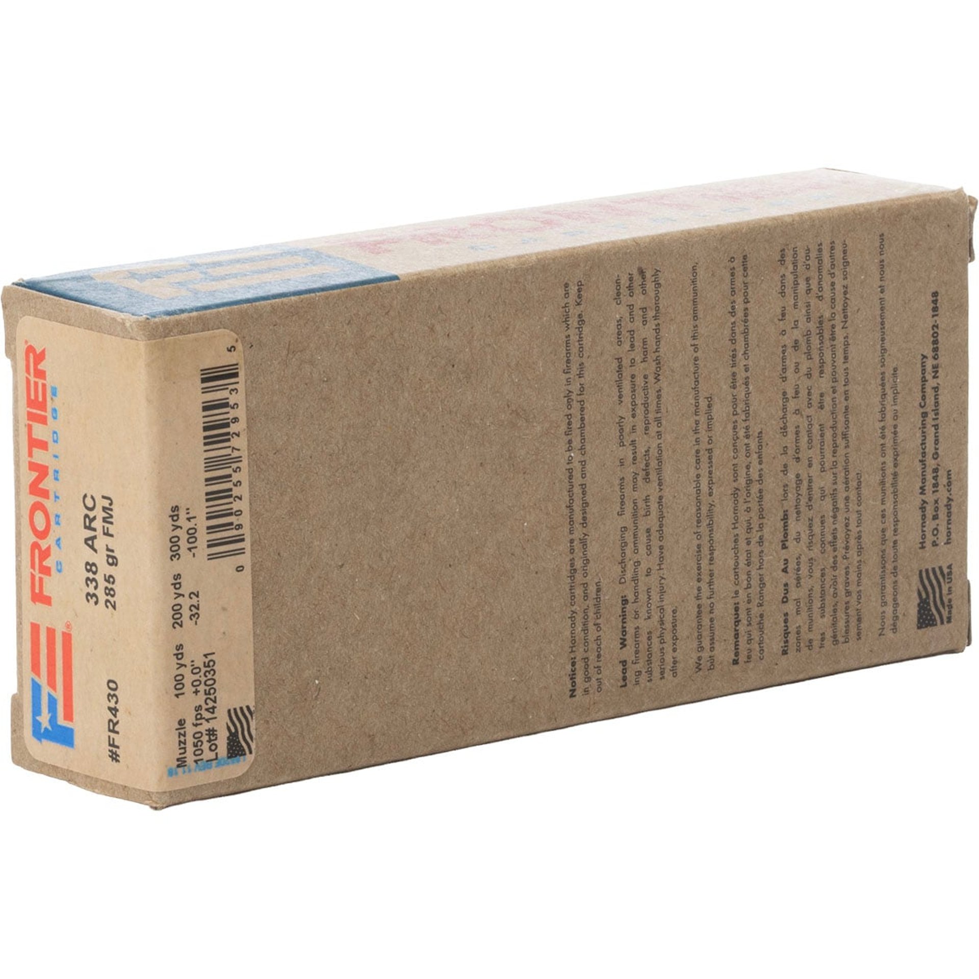Frontier 338 ARC Subsonic 285gr Full Metal Jacket 20/Box