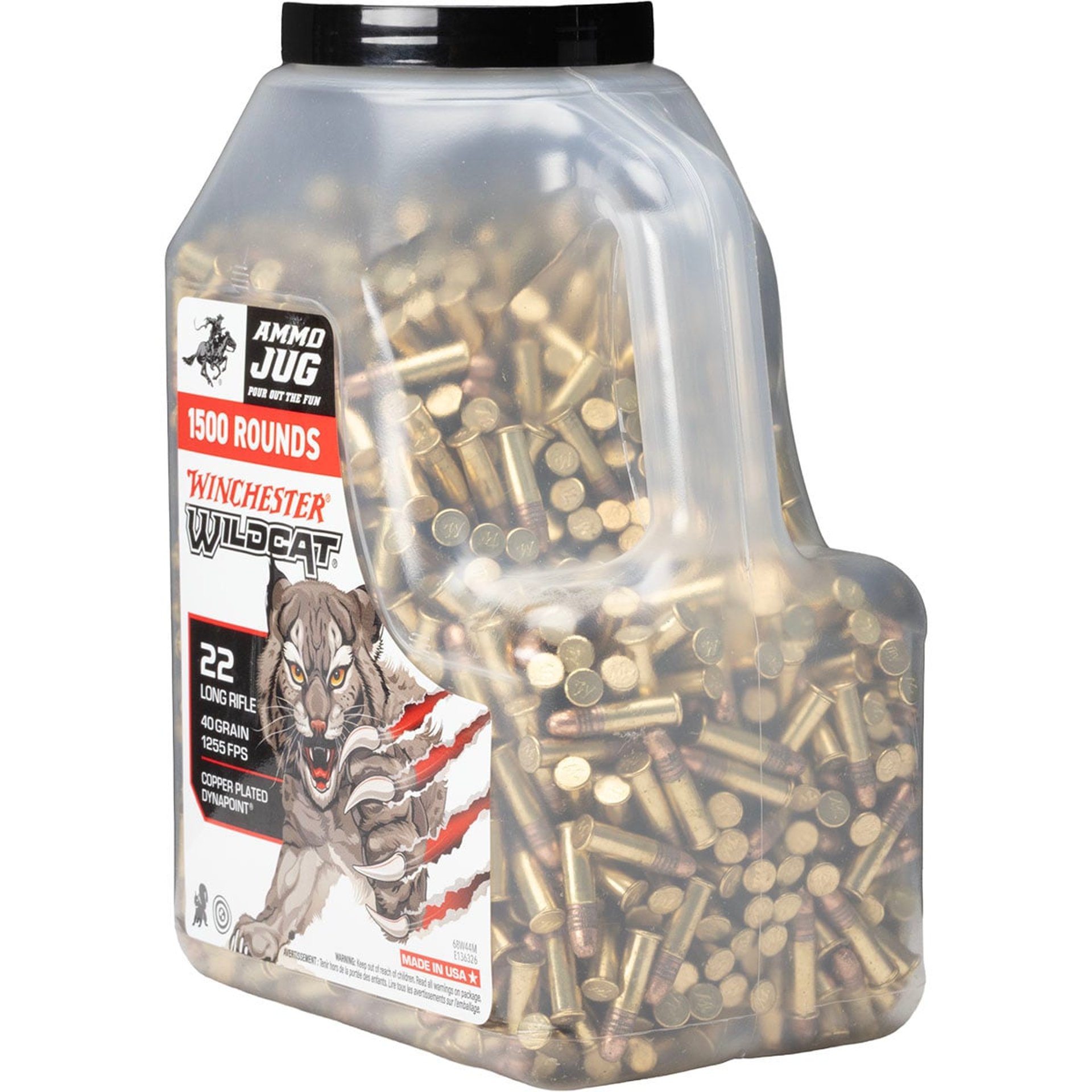 Wildcat 22 Long Rifle 40gr Dynapoint Copper Plated 1,500/Jug