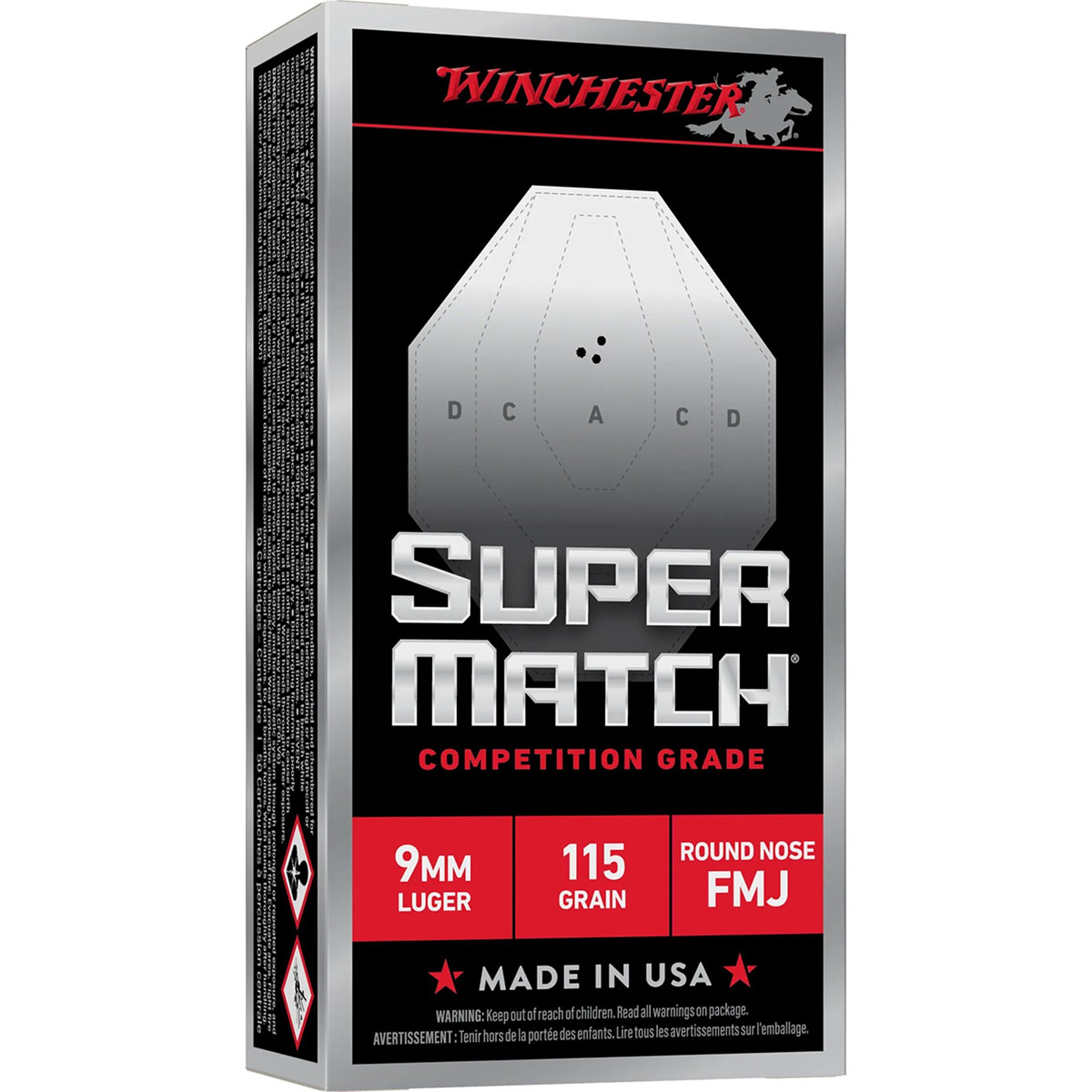 SUPER MATCH® 9MM LUGER FMJ-ROUND NOSE HANDGUN AMMO