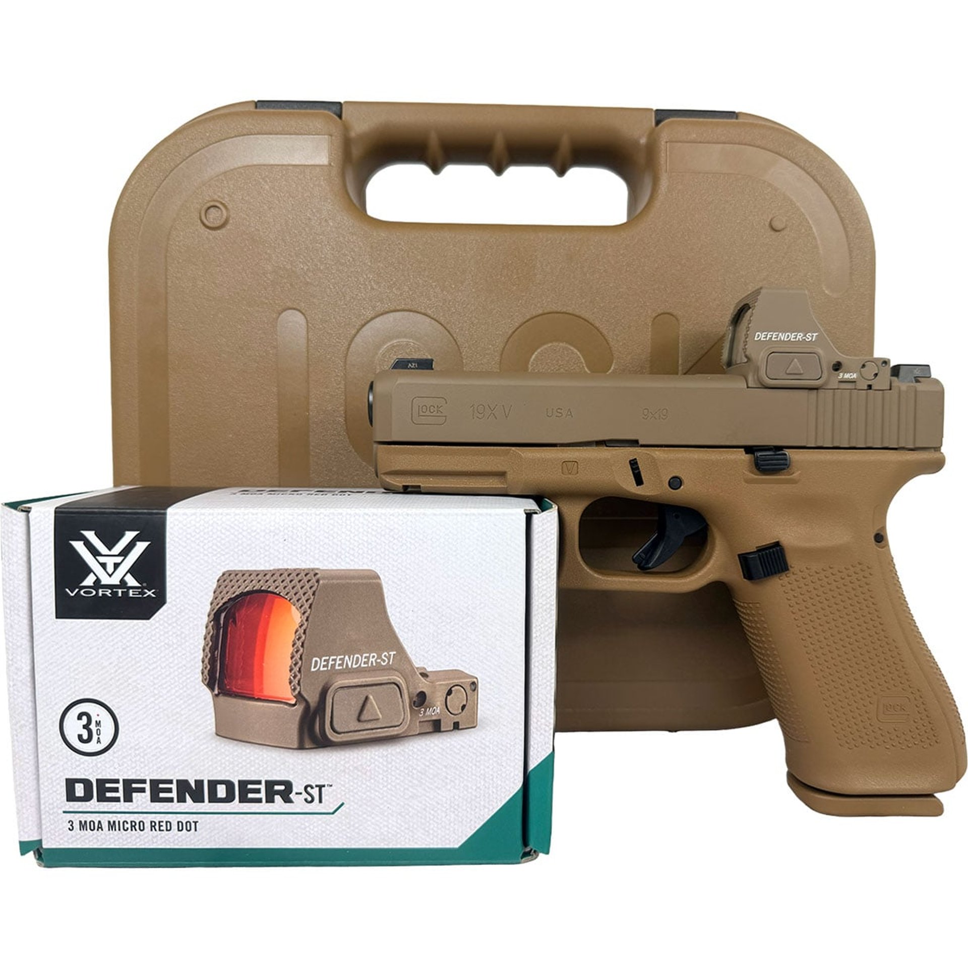 G19X V 9mm 4.02"BBL 1-17RD/2-19RD Mag FDE w/Vortex Defender