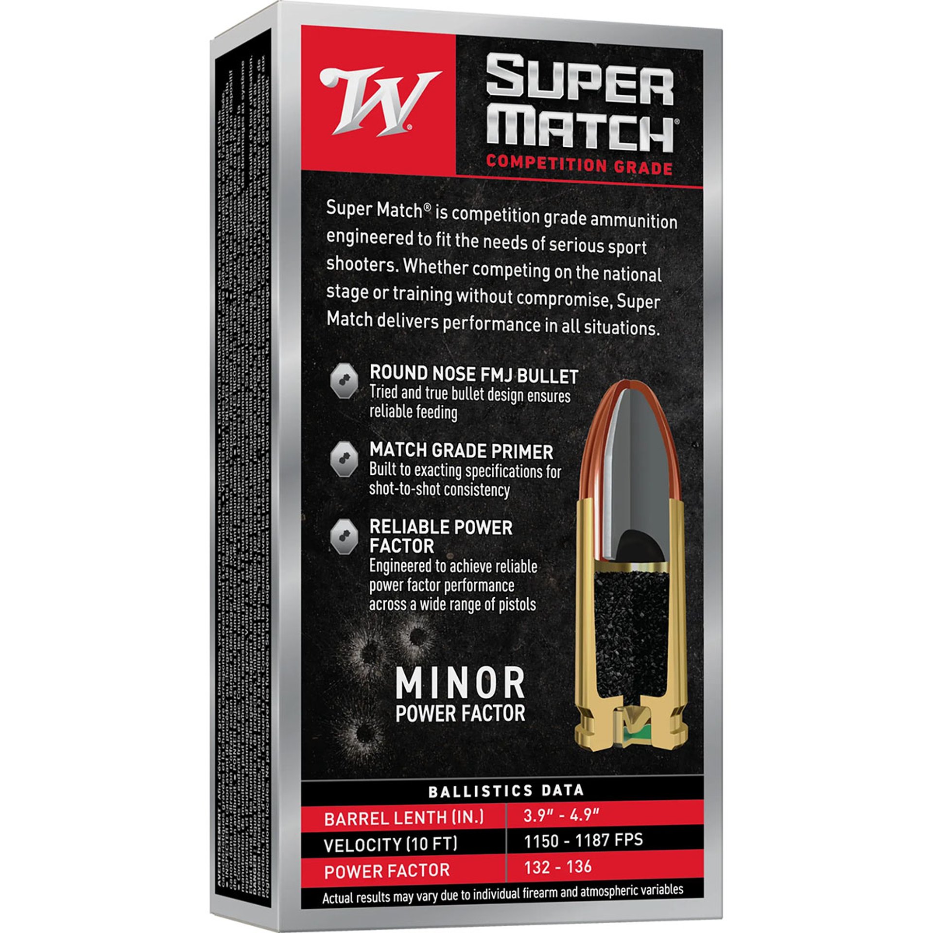 Super Match 9mm Luger 115gr FMJ-RN 50/Box