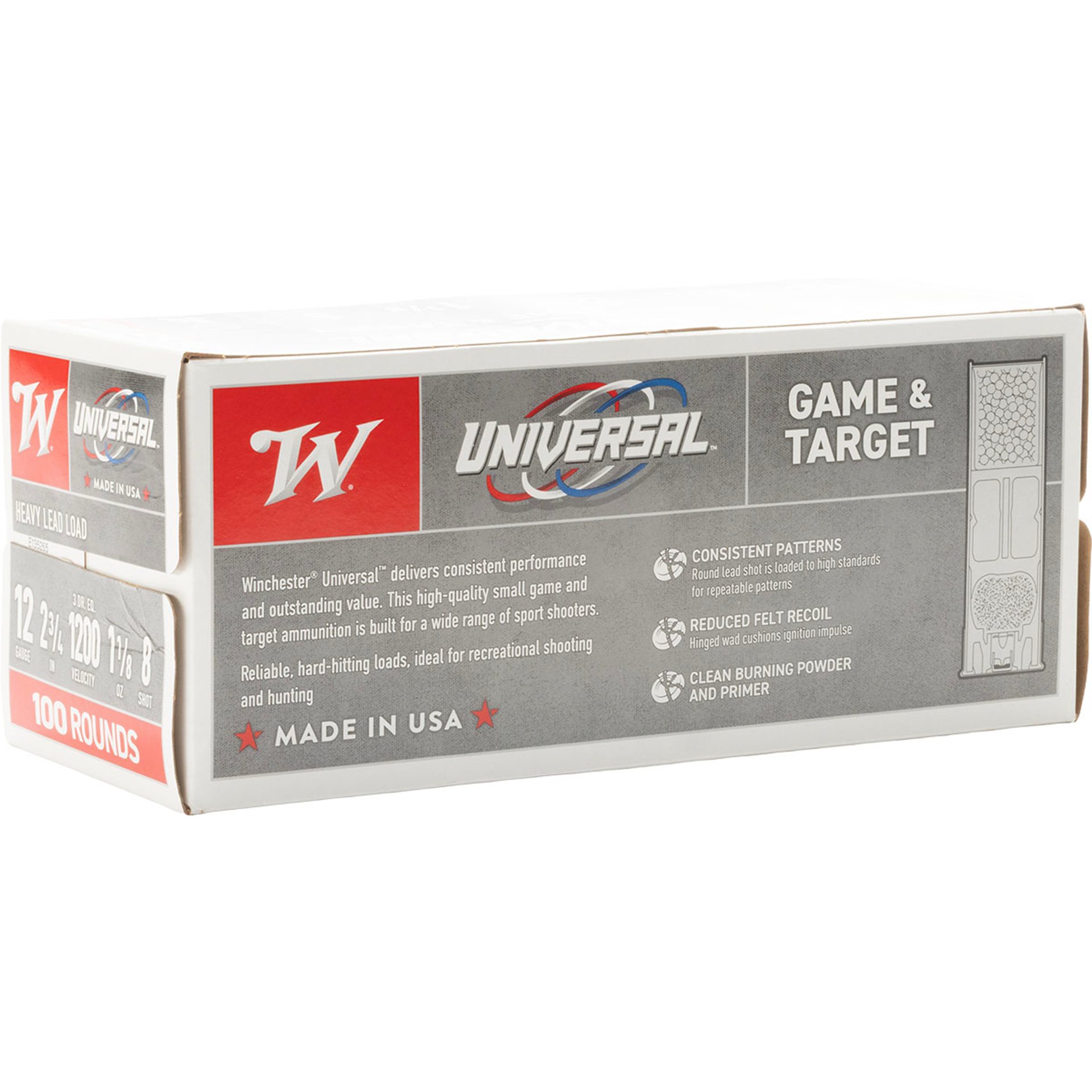 12GA 2-3/4" 1-1/8oz #8 Shot 1200 FPS 100/Box