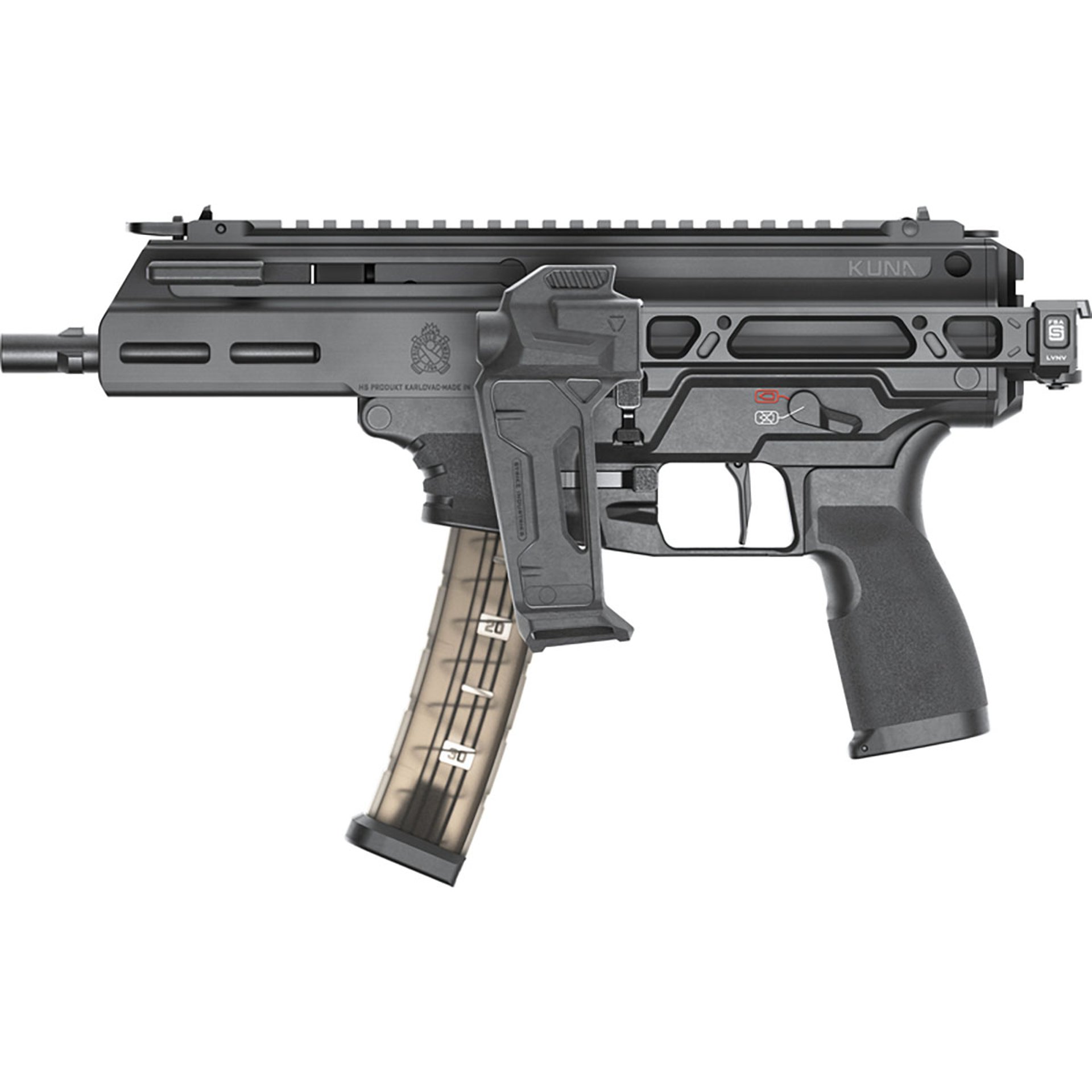 Kuna Tri-Lug 9mm Luger 6.125"BBL (2)30RD Mag w/Brace Black