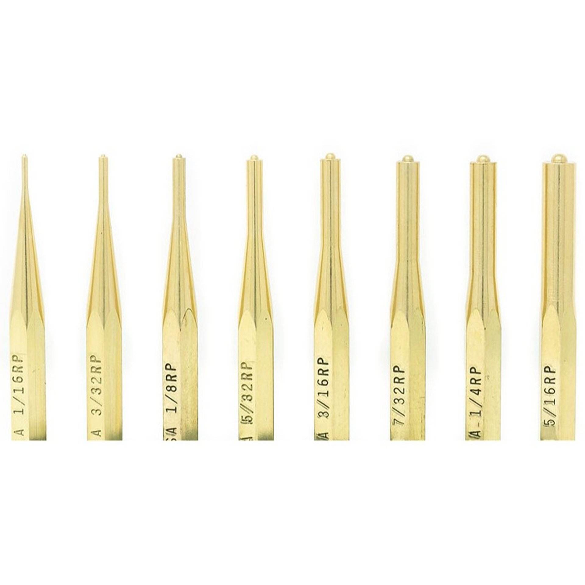 Brass Roll Pin Punch Set, 8 pc