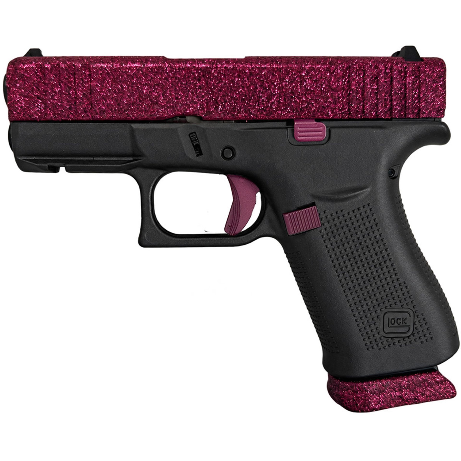 GLOCK 43X 9MM 2-15RD Mags W/FR Black Cherry Glitter Gun