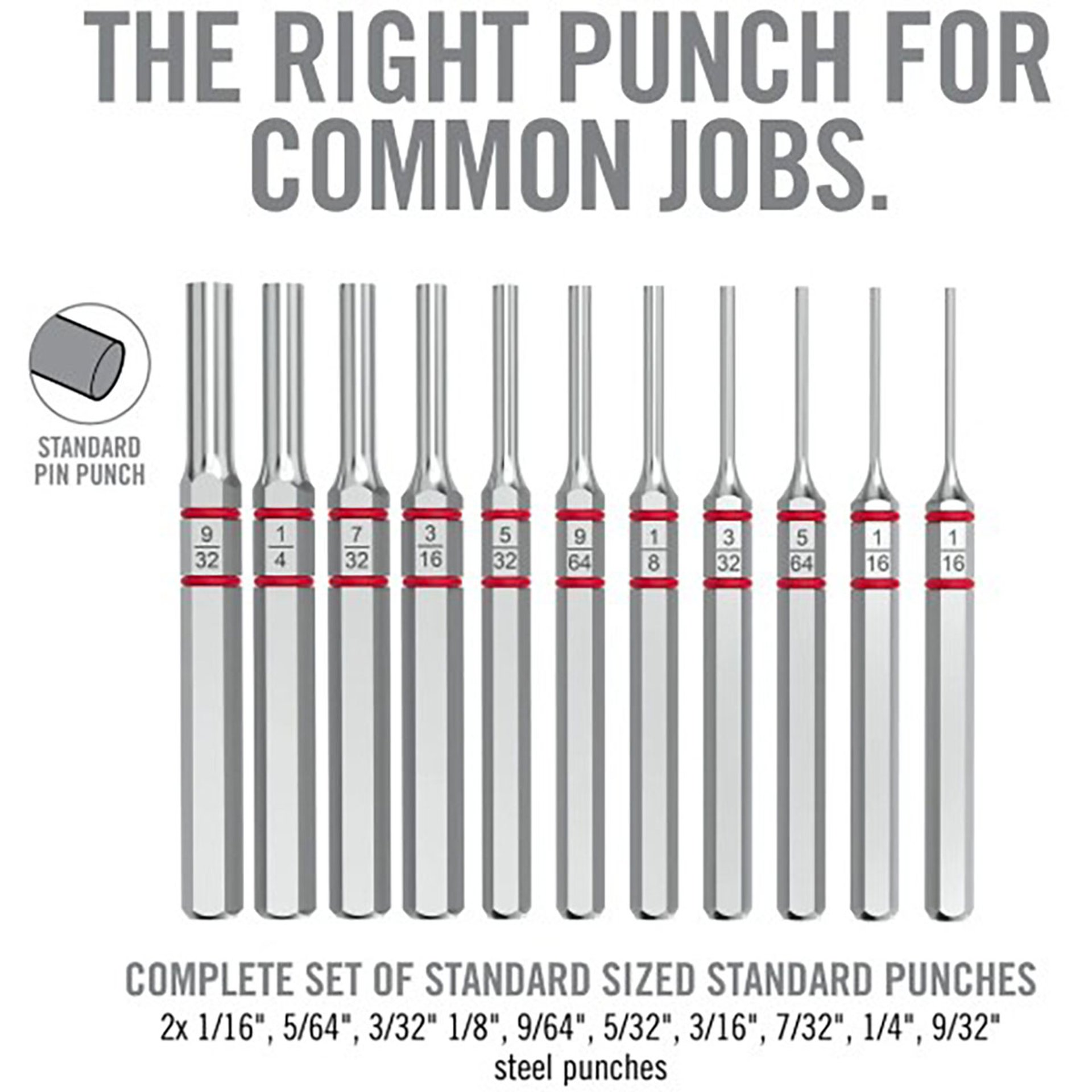Accu-Punch Standard Pin Punch 11-Piece Set