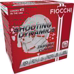 FIOCCHI AMMUNITION - SHOOTING DYNAMICS 20 GAUGE 2-3/4" #8 SHOT SHOTGUN AMMO