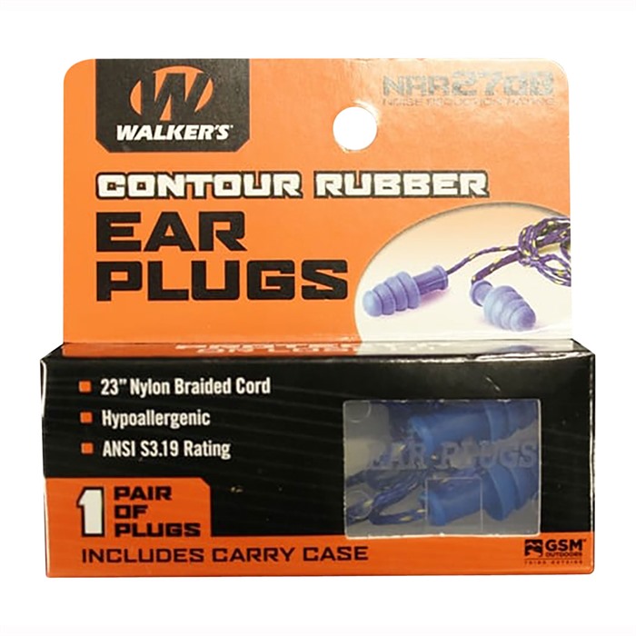 WALKERS GAME EAR CORDED RUBBER EAR PLUGS W/BLUE/YELLOW CORD