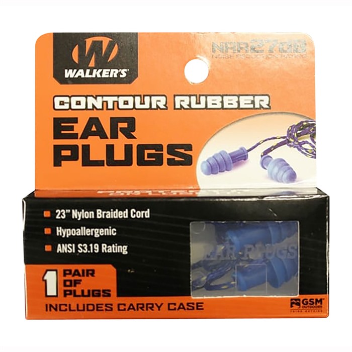WALKERS GAME EAR - CORDED RUBBER EAR PLUGS W/BLUE/YELLOW CORD