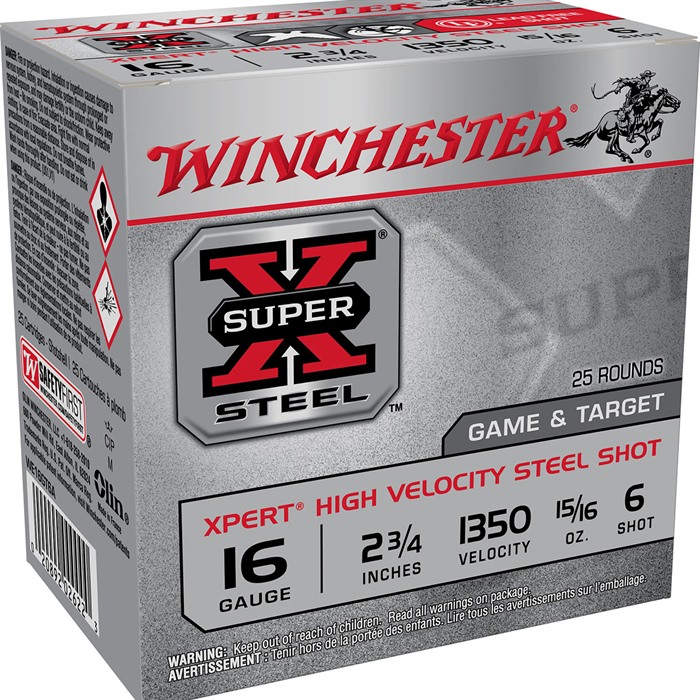 WINCHESTER - SUPER-X XPERT HIGH VELOCITY STEEL GAME & TARGET 16 GAUGE AMMO
