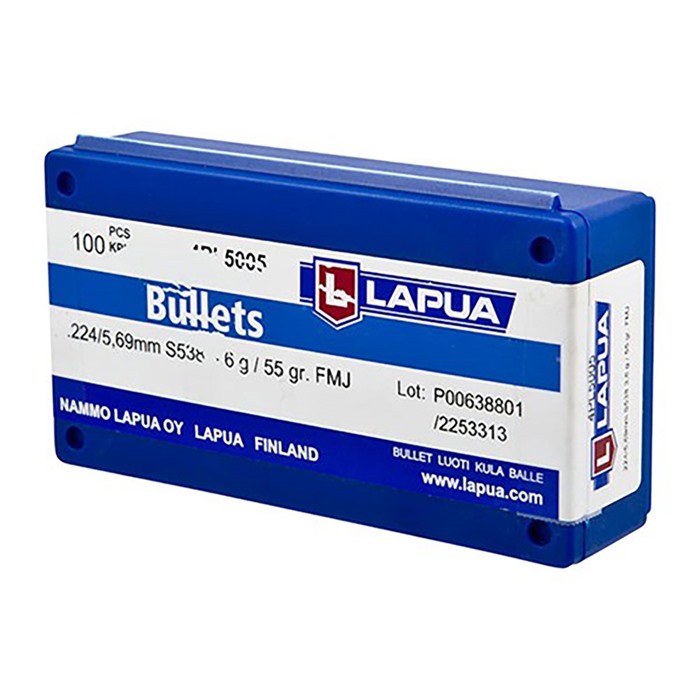 LAPUA 22 Caliber (0.224") 55gr Full Metal Jacket 100/Box