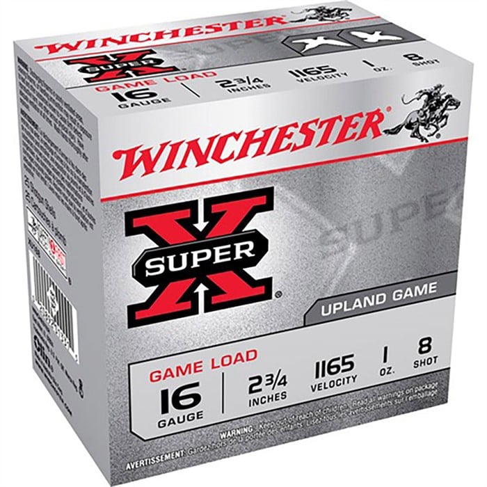 WINCHESTER - SUPER-X HEAVY GAME LOAD AMMO 16 GAUGE 2-3/4" 1 OZ #8 SHOT