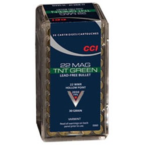 CCI - TNT GREEN AMMO 22 MAGNUM (WMR) 30GR HOLLOW POINT