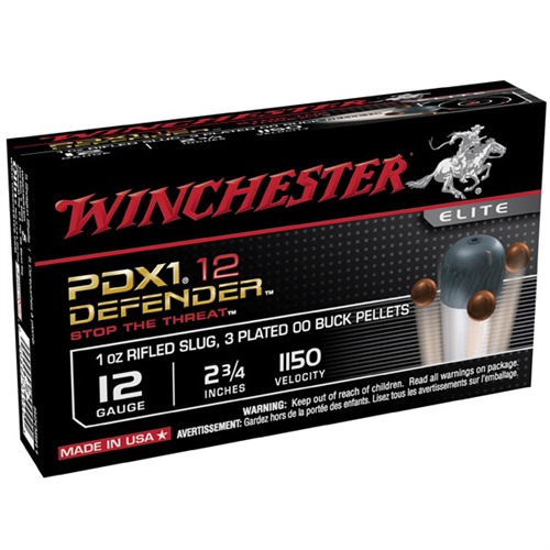 WINCHESTER Defender 12 Ga 2-3/4" Rifled Slug #00 BuckShot 10/Box