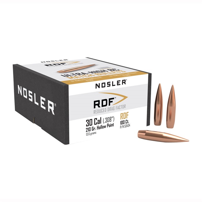 NOSLER RDF 30 Caliber (0.308") Hollow Point Boat Tail 210gr 500/Box