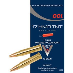 CCI - TNT EXPLOSIVE AMMO 17 HMR 17GR JACKETED HOLLOW POINT