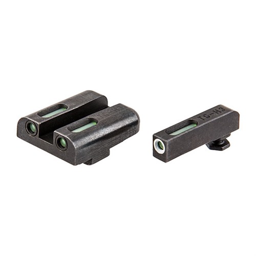 Truglo TG13GL1A Brite Site Tfx Day Night Sights Low Set Fits Glock 17 19 22 23 24 26 27 33 34 35 38 39 Tritium Fiber Optic Green W White Outline Front Green Rear Black