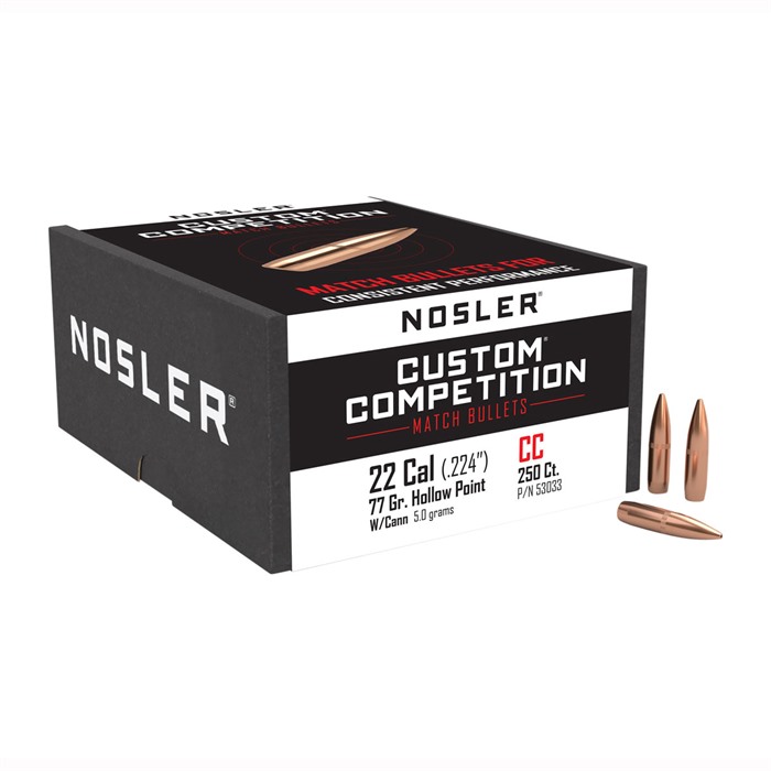 NOSLER, INC. Custom Competition 22 Caliber (0.224") HPBT 80gr 100/Box