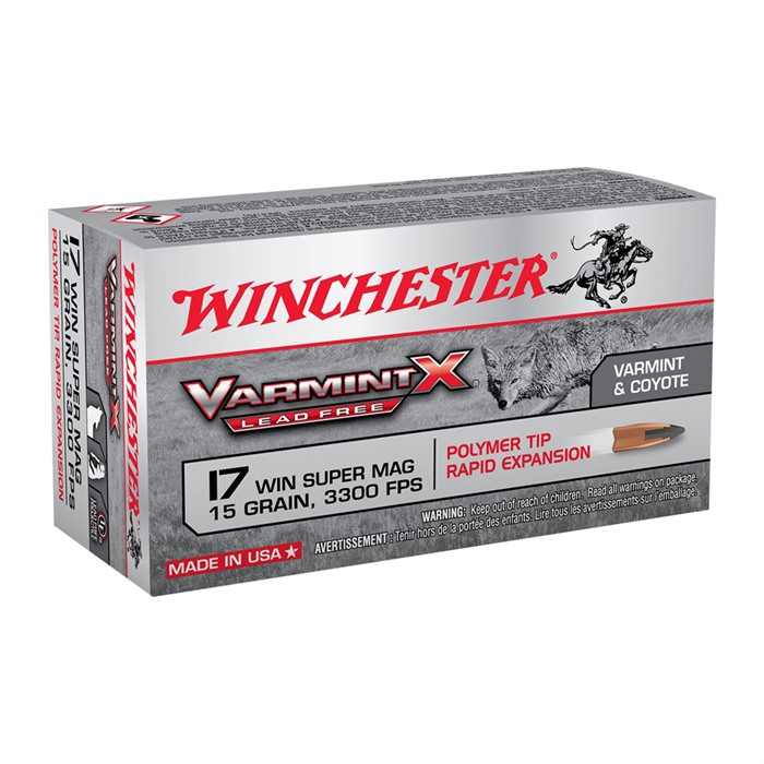WINCHESTER - VARMINT X LEAD FREE 17 WINCHESTER SUPER MAGNUM RIMFIRE AMMO