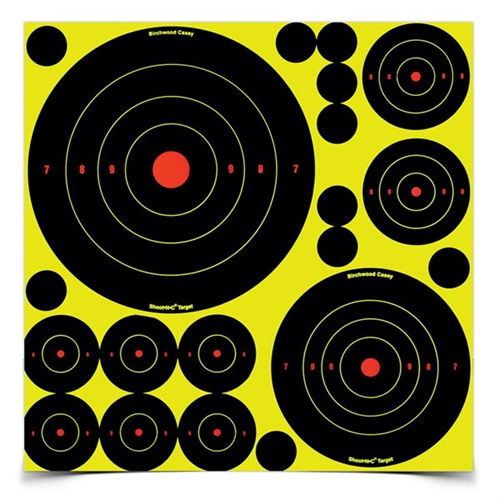 BIRCHWOOD CASEY - Shoot-N-C Ass&#39;t 1&quot;, 2&quot;, 3&quot;, 6&quot; &amp; 8&quot; Bull&#39;s-Eye Target 5 Sheets