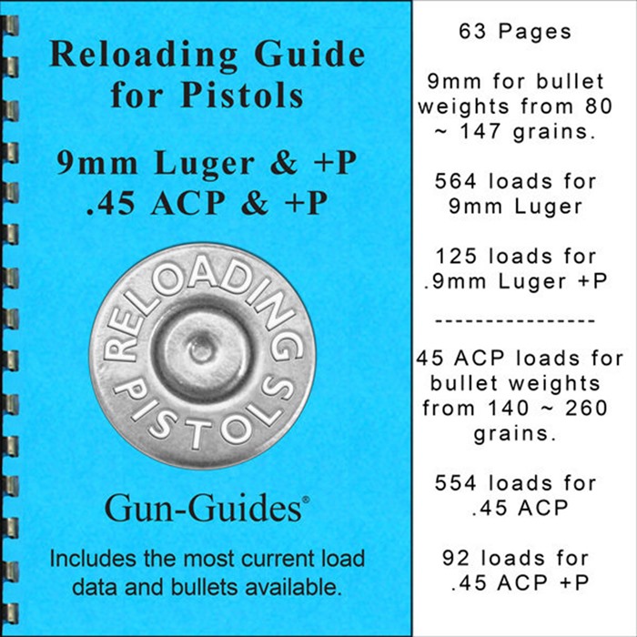 GUN-GUIDES - RELOADING GUIDE FOR PISTOLS 9MM LUGER & +P / 45ACP & +P