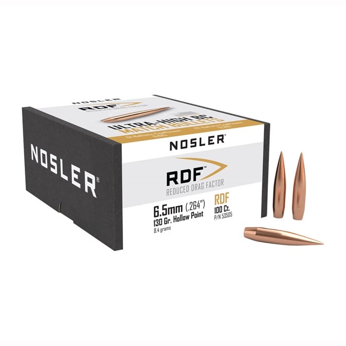 NOSLER RDF 6.5mm (0.264") Hollow Point Boat Tail 130gr 100/Box