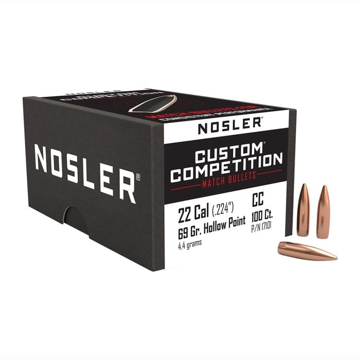 NOSLER CUSTOM COMPETITION 22 CALIBER (0.224") HPBT RIFLE BULLETS