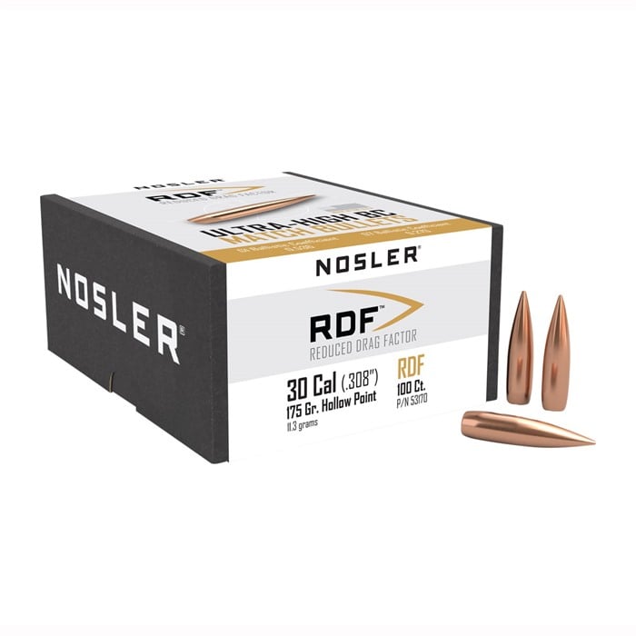 NOSLER RDF 30 Caliber (0.308") Hollow Point Boat Tail 175gr 100/Box