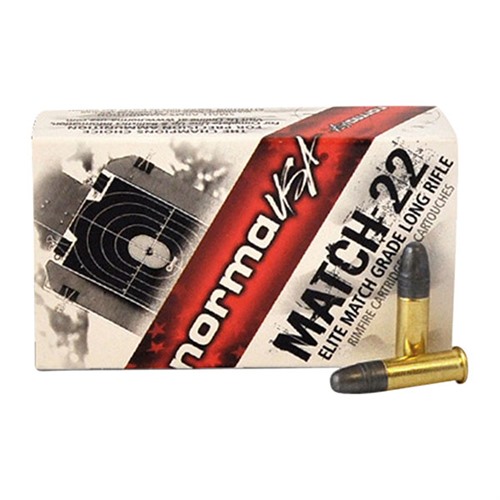 NORMA - MATCH-22 AMMO 22 LONG RIFLE 40GR LEAD ROUND NOSE