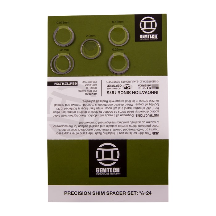GEMTECH - SHIM KIT FOR MOUNTING FLASH SUPPRESSORS