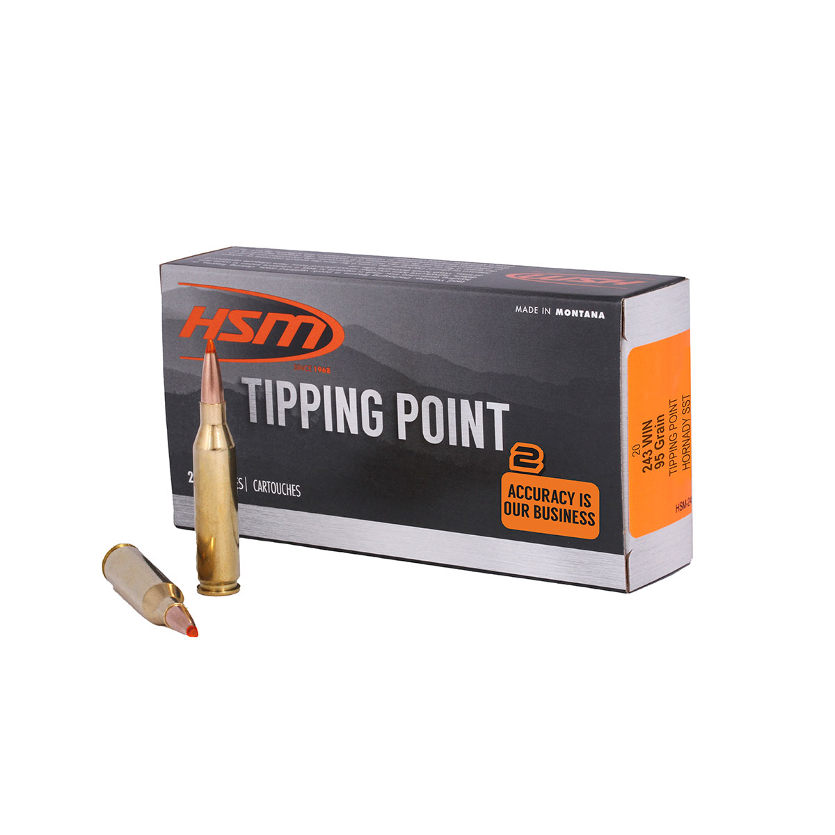 HSM AMMUNITION TIPPING POINT 243 WINCHESTER AMMO