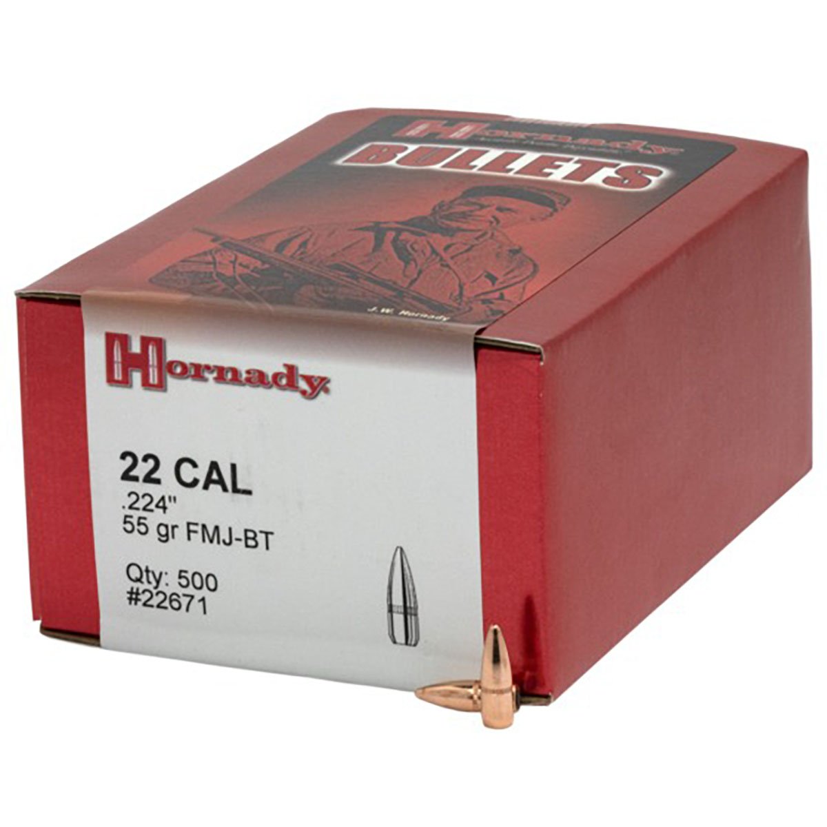 HORNADY Full Metal Jacket (0.224") 55gr With Cannelure 1000/Box