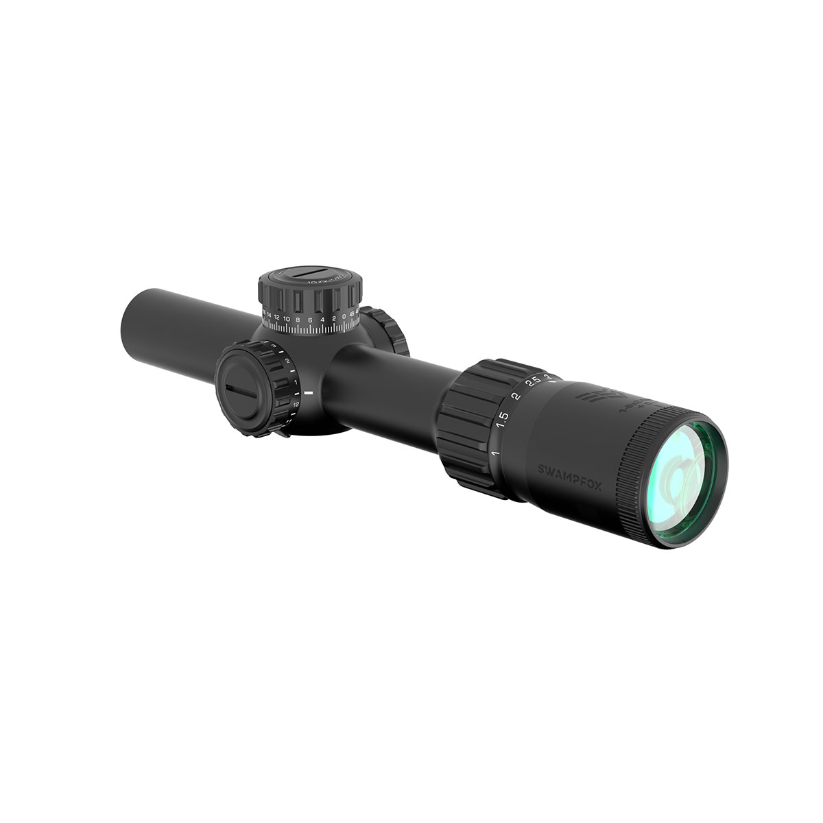 SWAMPFOX OPTICS TOMAHAWK II LPVO 1-6X24MM SFP ILLUMINATED GREEN BFO BLACK RIFLESCOPE