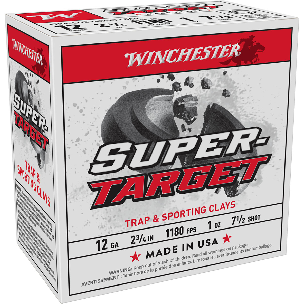 WINCHESTER Super Target 12 Gauge 2-3/4" 1oz #7.5 Shot 1290 FPS 25/Box