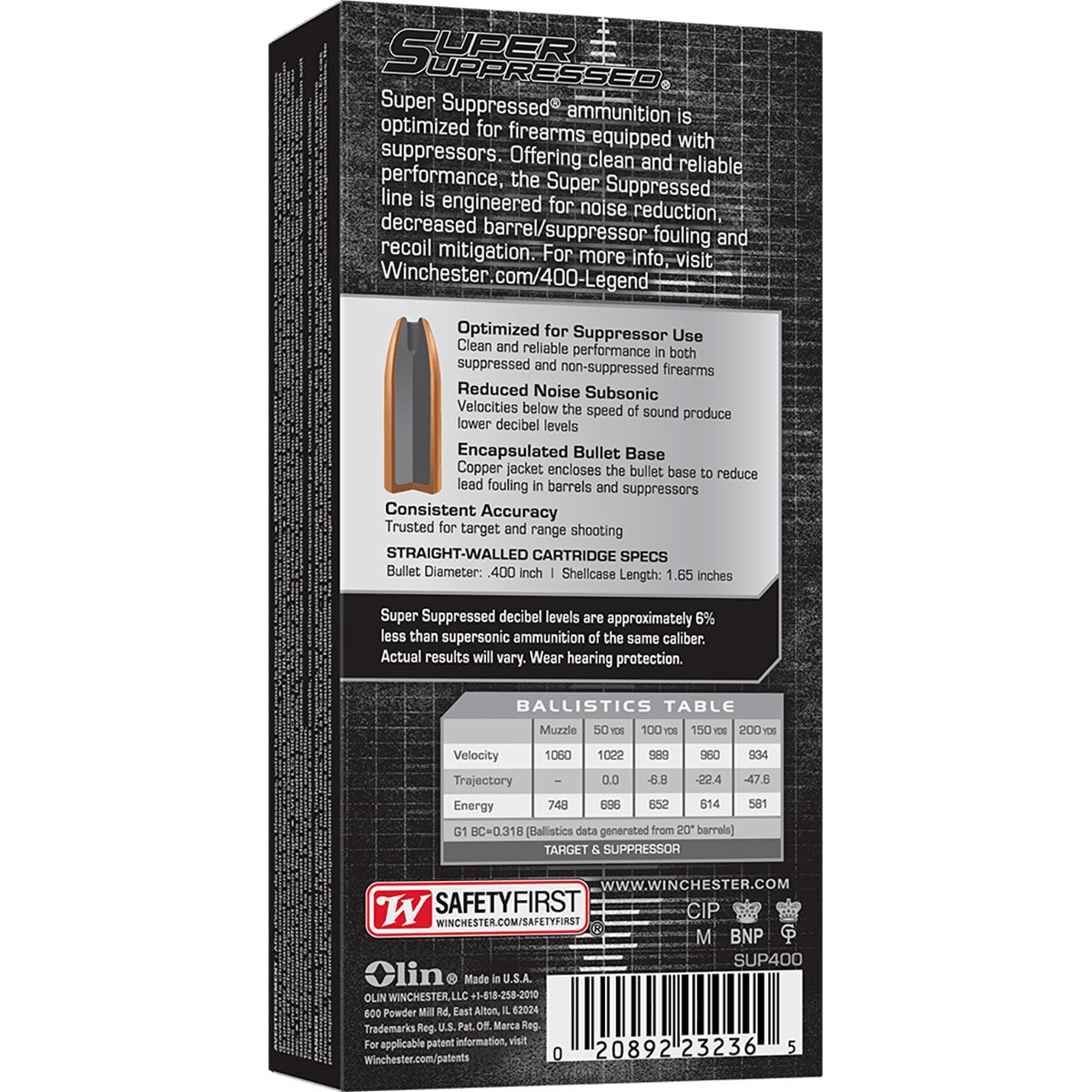 WINCHESTER SUPER SUPPRESSED 400 LEGEND RIFLE AMMO