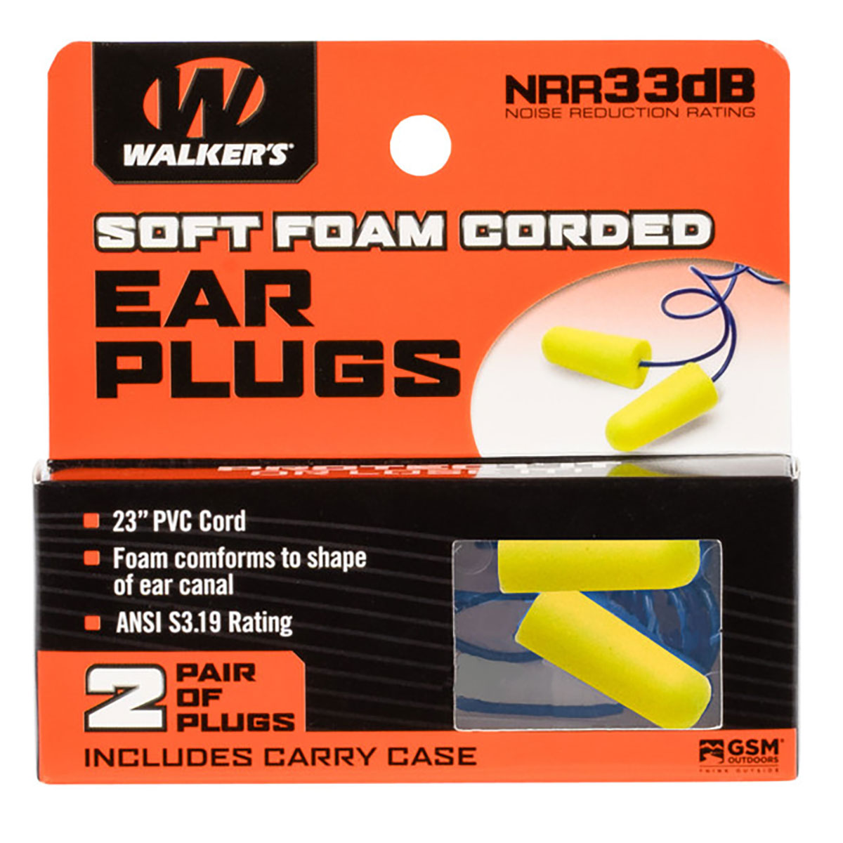 WALKERS GAME EAR CORDED FOAM EAR PLUGS