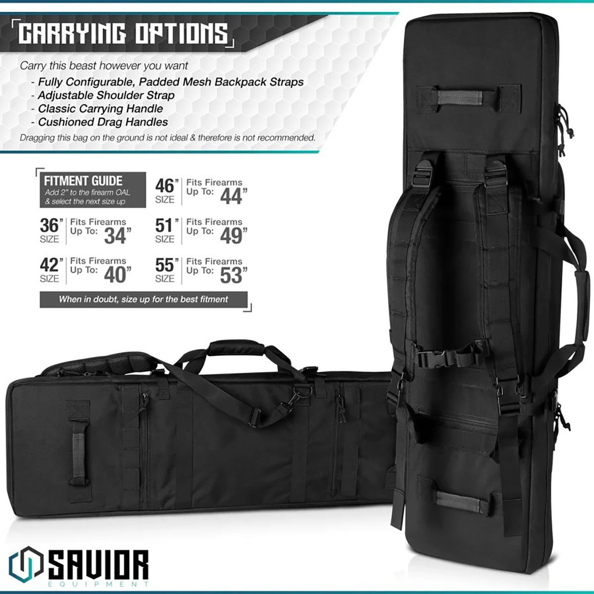 Urban Warfare Double Rifle Case 42" Black