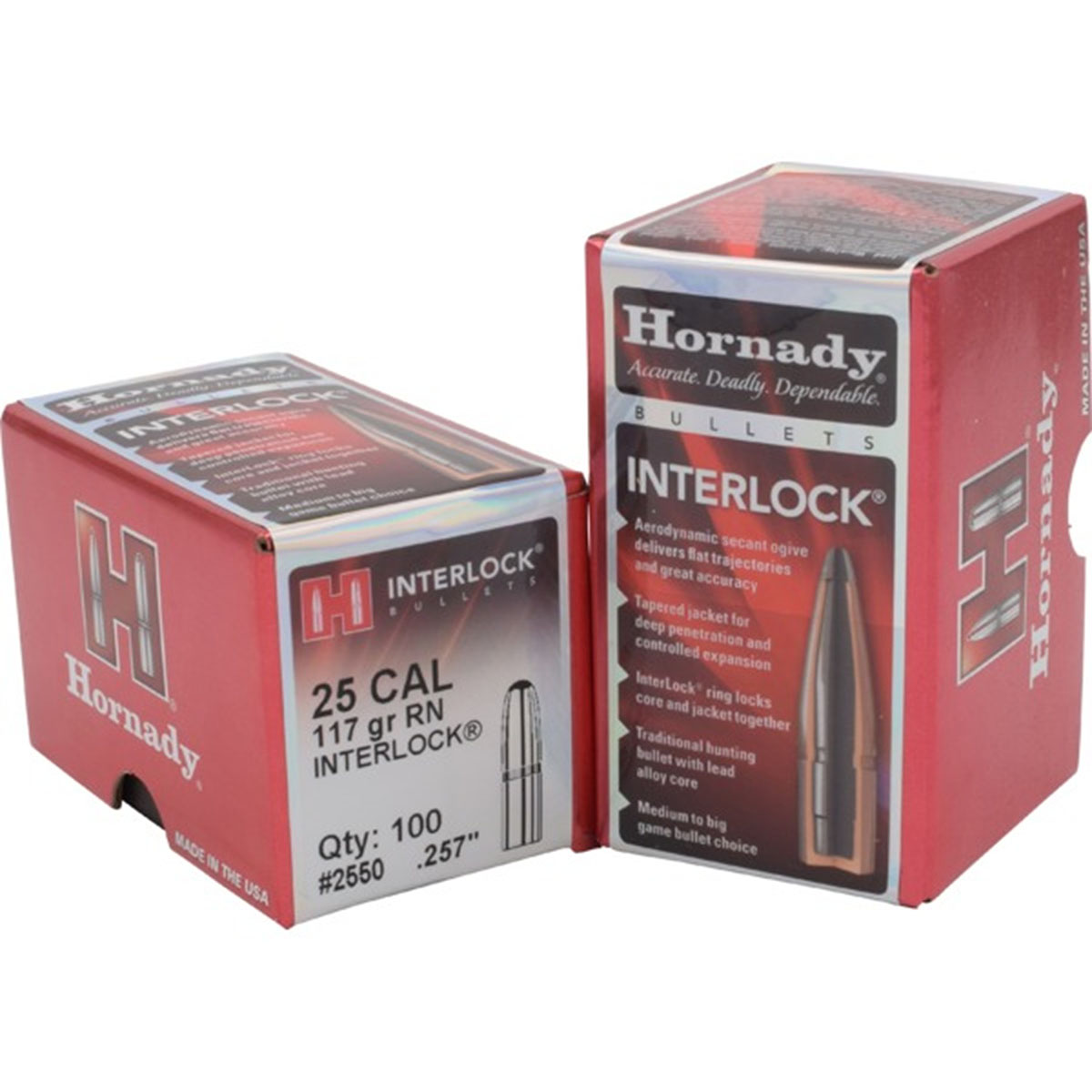 HORNADY - INTERLOCK® 25 CALIBER (0.257") ROUND NOSE RIFLE BULLETS