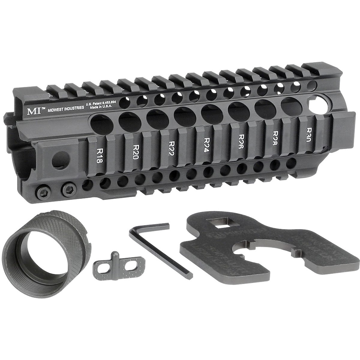 Midwest Industries 10" Quad Rail Combat T-Series Free Float Handguard, Black Anodized - MI-CRT10