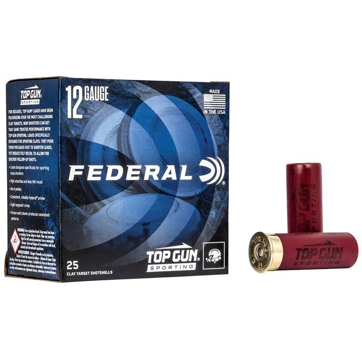 FEDERAL Top Gun Sporting 12 GA 2-3/4" 1oz #7.5 Shot 1250 FPS 25/Box