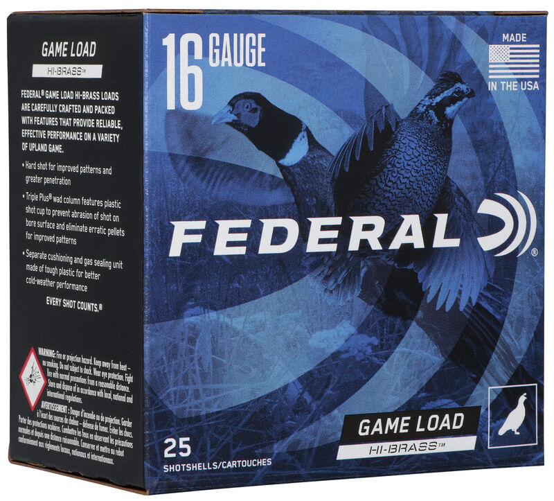 FEDERAL Game Load Upland Hi-Brass 16GA 2-3/4" 1-1/8oz #6 Shot 25/Box