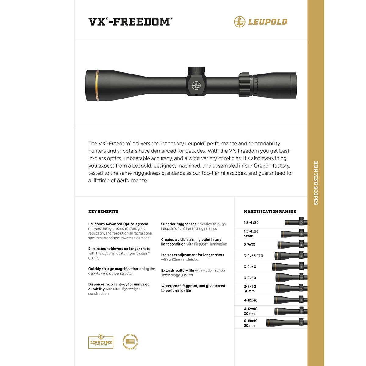 LEUPOLD VX-FREEDOM 2-7X33MM SFP RIMFIRE SCOPE