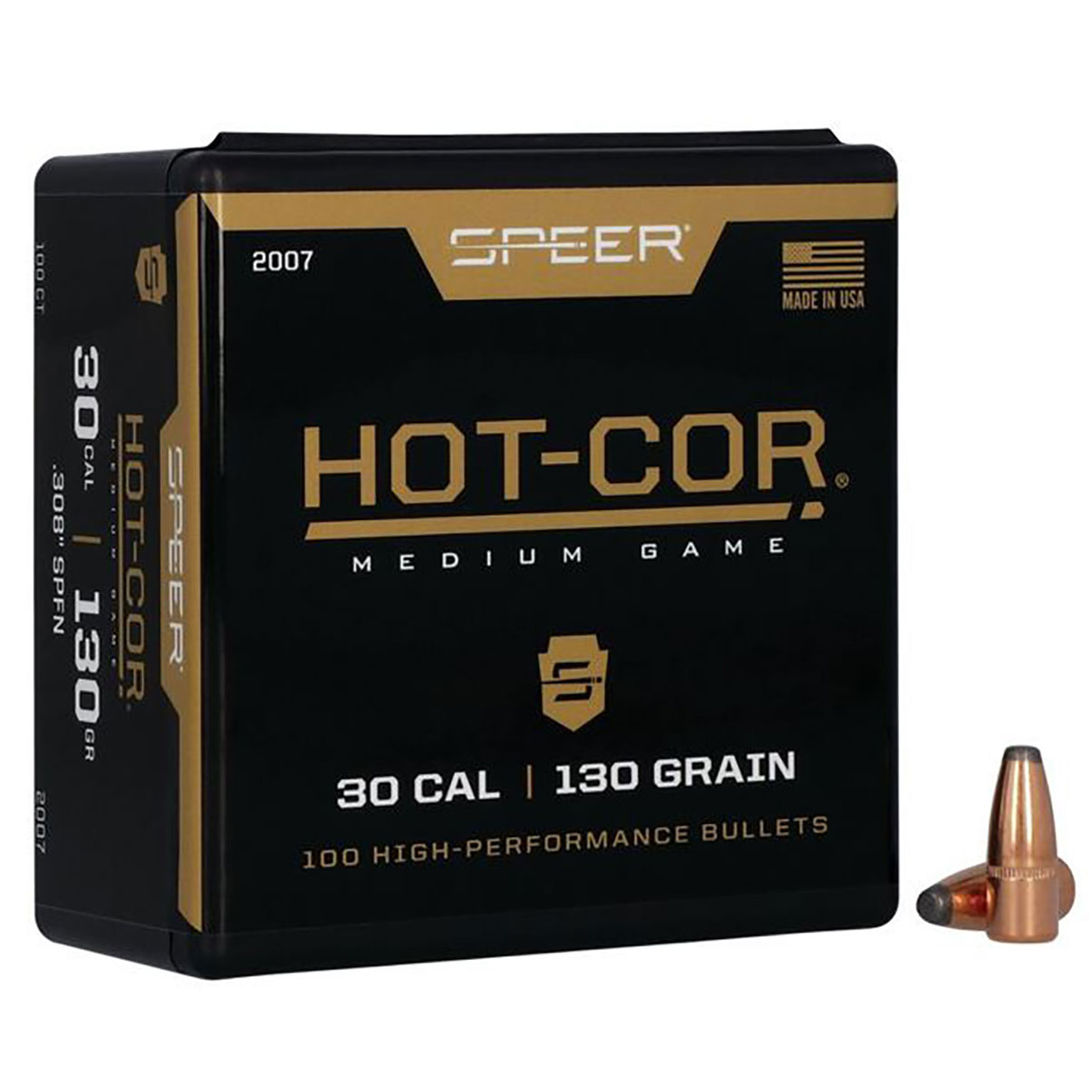 SPEER - HOT-COR 30 CALIBER (0.308') SOFT POINT FLAT NOSE BULLETS
