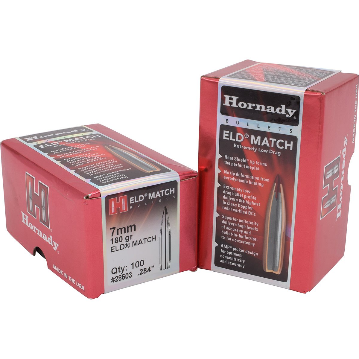 HORNADY - ELD MATCH 7MM (0.284") POLYMER TIPPED BOATTAIL BULLETS