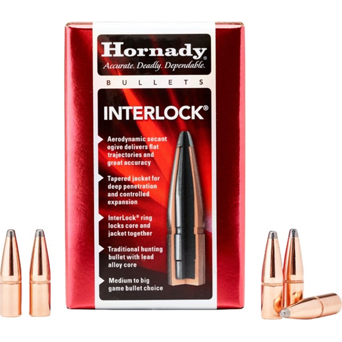 HORNADY - INTERLOCK® 7MM (0.284") FLAT BASE SPIRE POINT RIFLE BULLETS