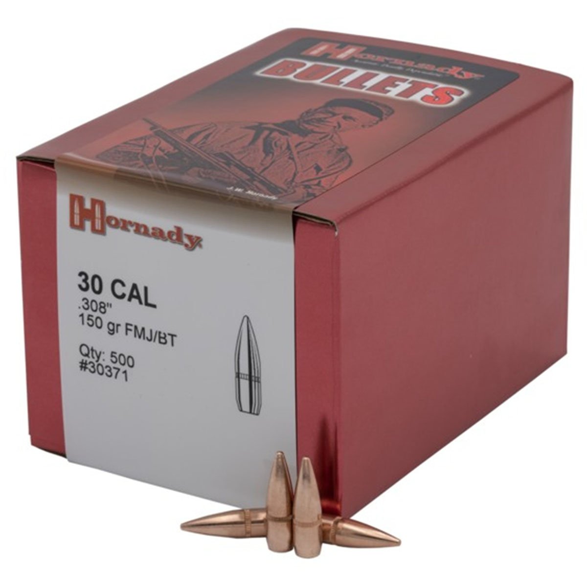 HORNADY Full Metal Jacket 30 Caliber (.308") 150gr Boattail 2100/Box