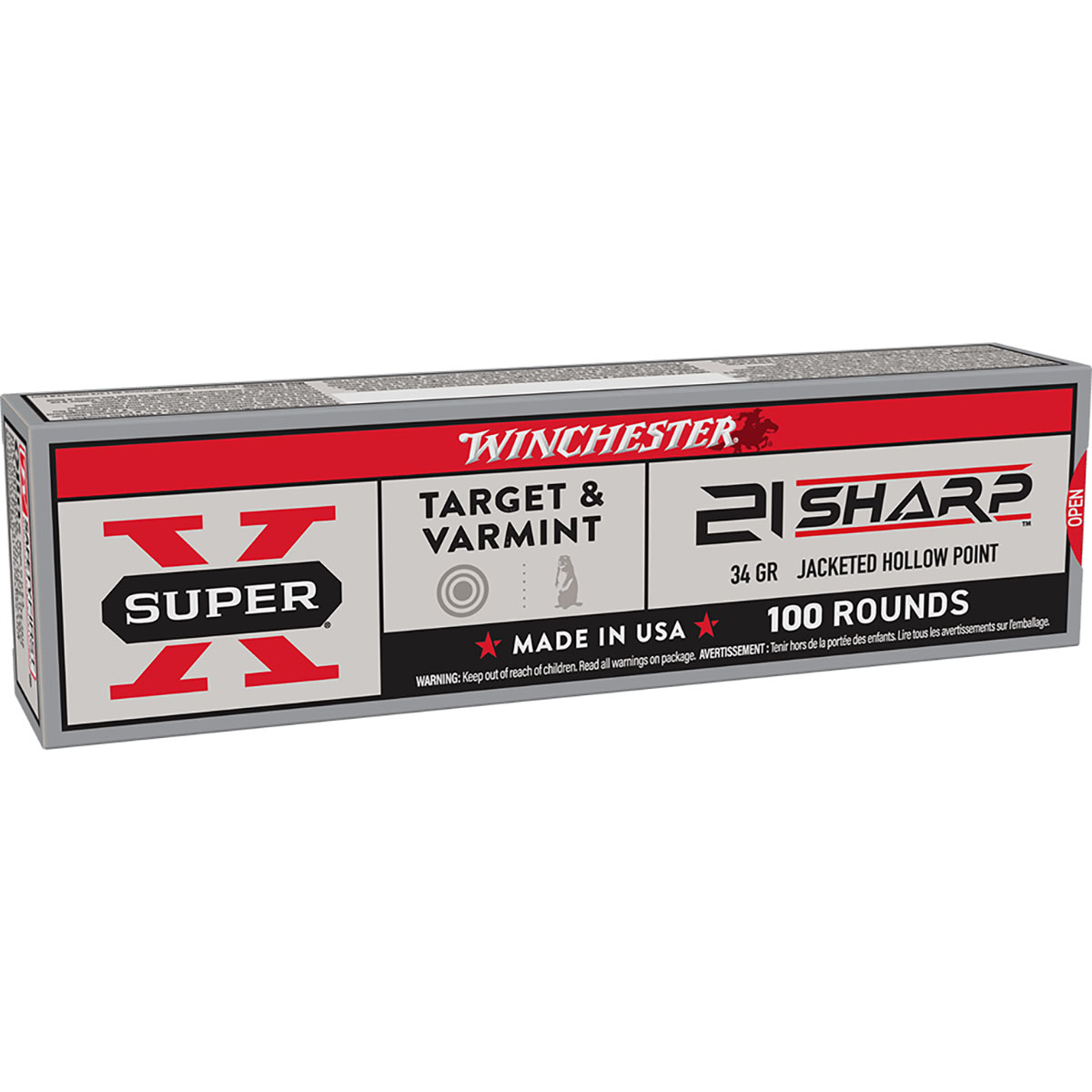 WINCHESTER Super-X 21 Sharp 34gr Jacketed Hollow Point 100/Box