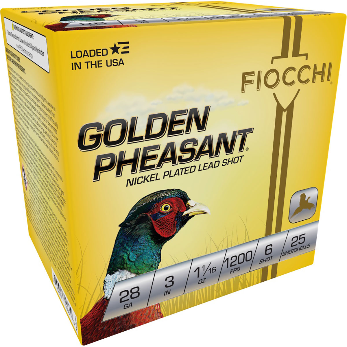 FIOCCHI AMMUNITION Golden Pheasant 28 Gauge 3" 1-1/16 #6 Shot 25/Box