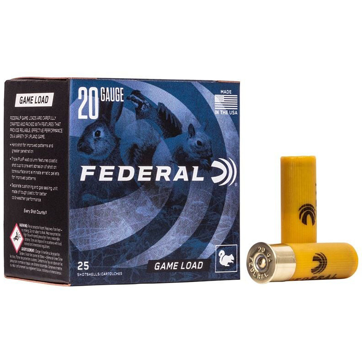 GAME LOAD UPLAND 20 GAUGE 2-3/4" #7.5 SHOT SHOTGUN AMMO